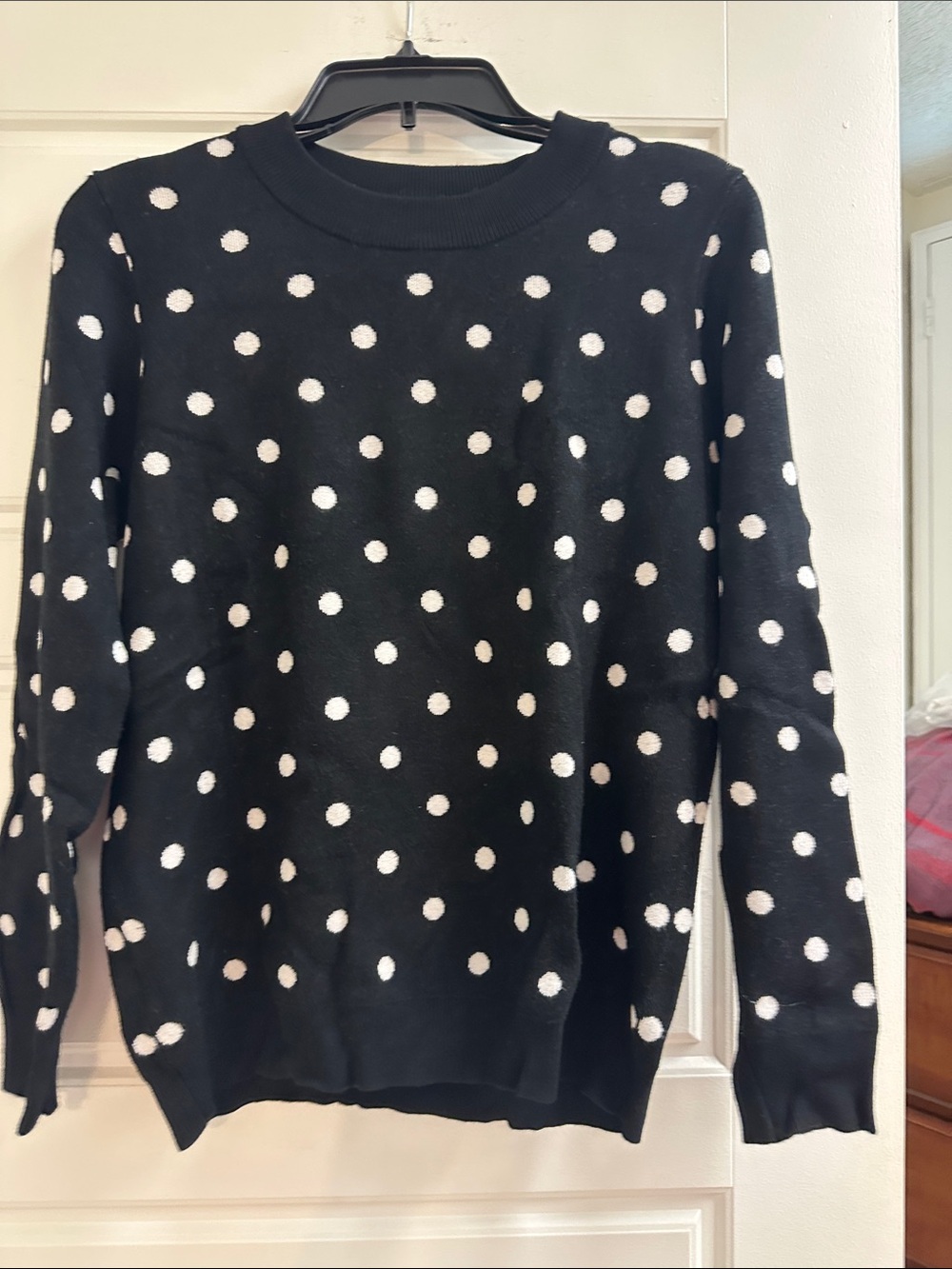 Polka Dot Crewneck Sweater - Black & White